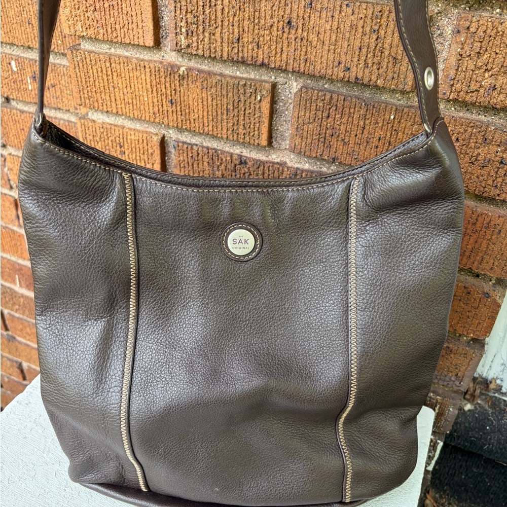 The Sak Dark Brown Leather Hobo Shoulder Bag